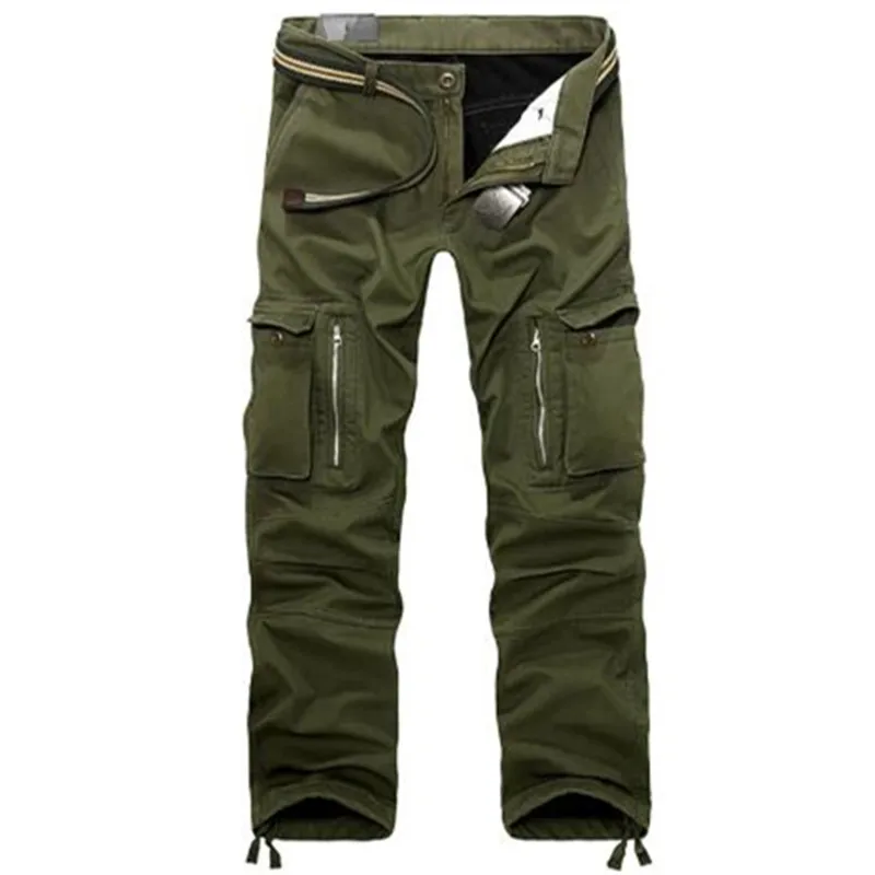 Брюки карго для мужчин брюки осень зима толстые большие карманы дизайн полный