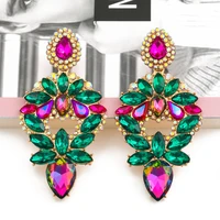 new metal colorful crystal drop dangle earrings high quality fashion rhinestone statement ear ring jewelry accessories for women