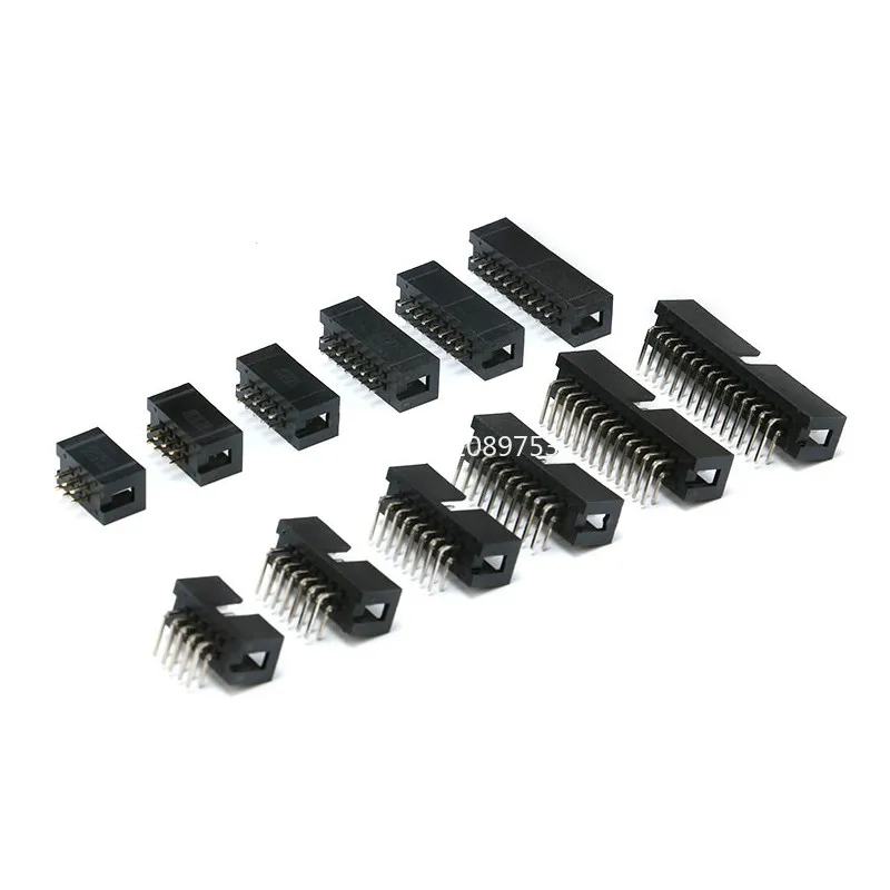 10PCS DC3 JTAG ISP Socket 2.54mm IDC Box Header Connector 6P/8P/10P/14P/16P/20P/30P/34P/40P Double Row Straight / Curved Needle