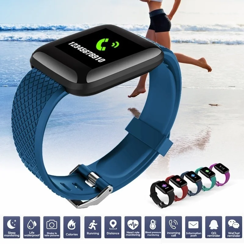 D13 спортивные Смарт-часы 116 плюс смарт-браслет пульсометр Монитор артериального
