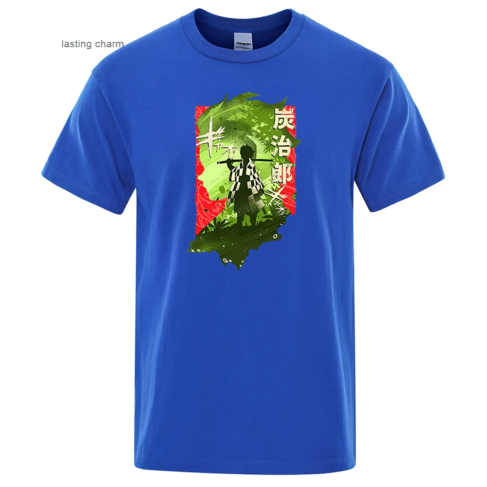 

Футболка мужская стойкая с аниме-подвеской, летняя, с рассекающим демонов, камадо, танджиру, киметасу, нет яибы, уличная японская одежда в ст...