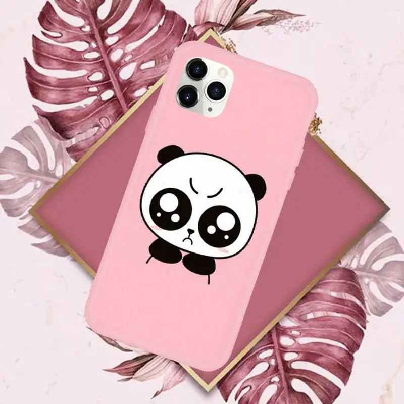 

Riccu cute Panda Bear Phone Case Candy Color for iPhone 6 7 8 11 12 s mini pro X XS XR MAX Plus