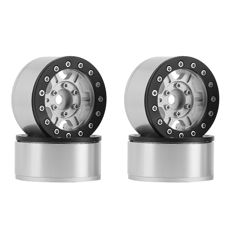 

4PCS 1.55 Metal Beadlock Wheel Rims Hub for 1/10 RC Crawler Car RC4WD D90 TF2 MST Jimny Tamiya CC01 LC70 Axial 90069
