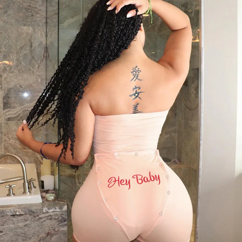 

Women Embroidery Slim Fit Bodycon Romper Pajama Sexy Butt Flap Playsuit Strapless Off Shoulder Overalls Sleepwear Nightwear
