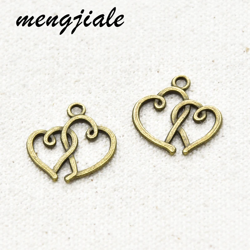 30 шт. Оптовая продажа Детское нижнее белье из двух Цвет сердце амулеты сплава