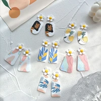 sweet flower earrings for women korean small daisy earring trendy summer earrings geometric sunflower fashion painting earrings