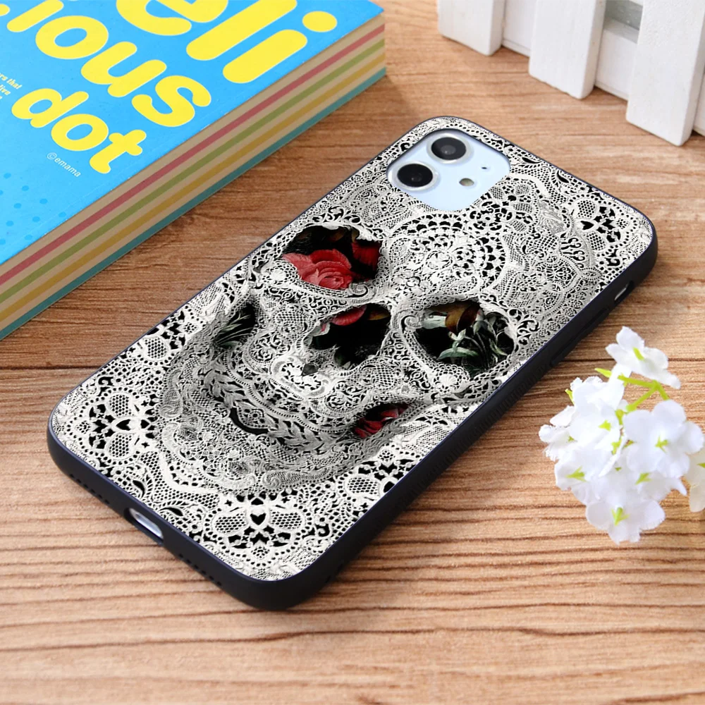 

For iPhone Lace Skull Light Soft TPU border Apple iPhone Case