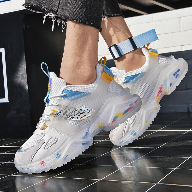 

2021 High Quality Men's Chunky Sneakers Cushioning Male Sport Training Shoes Summer Mesh Jogging Trainners New Design Men Shoes