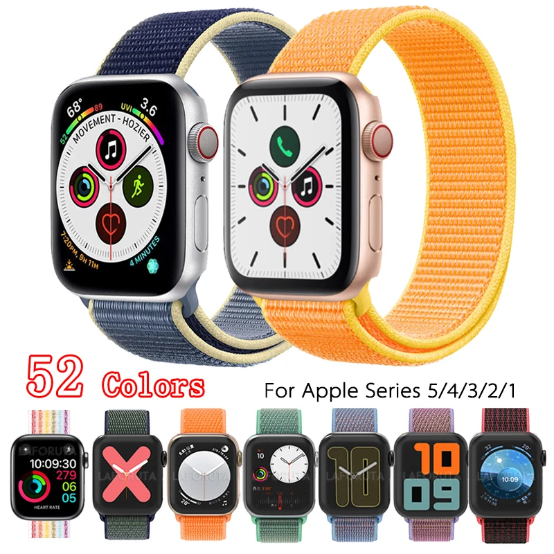 Ремешок для Apple Watch 44 мм 40 ремешок из нейлона iWatch Correa Series 5 4 3 2 Sport Loop 42 38 браслет