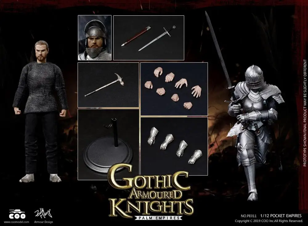 COOMODEL PE011 Карманный EMPIRES Warrior Готический бронированный рыцарь 1/12 фигурка