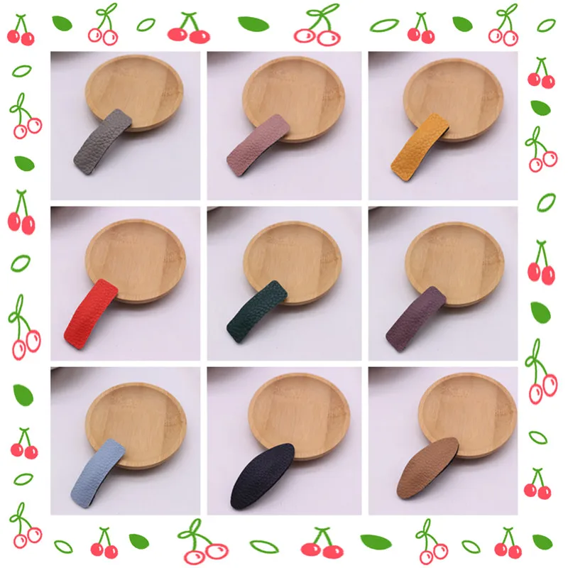

5Pcs/Set2020 New Pu Leather Hair Clip Children's Simple Texture Geometric Pattern Bangs Clip Hair Accessories