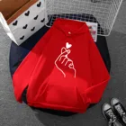 Женские толстовки большого размера с принтом в виде сердца, милые повседневные женские толстовки с карманами и кулиской, толстовки с капюшоном