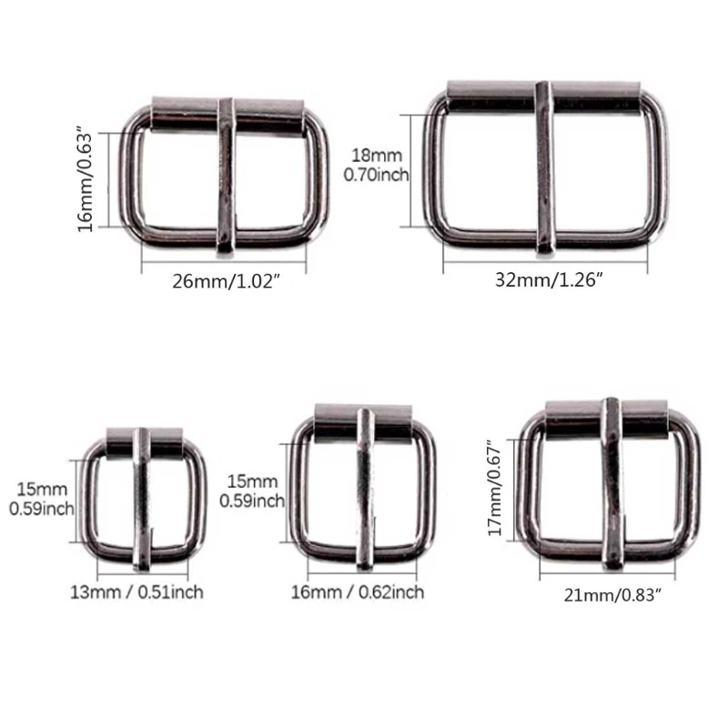 

50Pcs Assorted Multi-Purpose Sliver Metal Roller Buckle Ring Belt Bags Hardware 13mm,16mm, 20mm, 25mm, 32mm