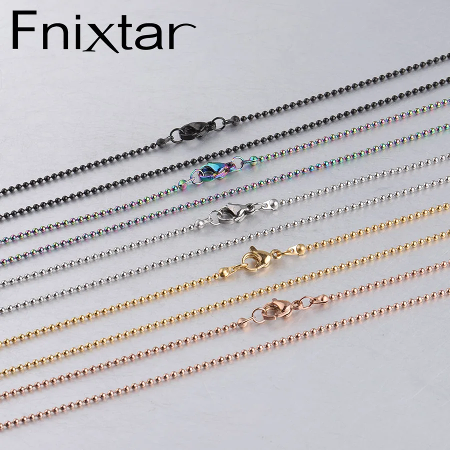 

Fnixar толщина 1,5 мм шариковая цепочка ожерелье с застежкой Омаров из нержавеющей стали DIY ожерелье изготовление 18 "45 см 10 шт./лот