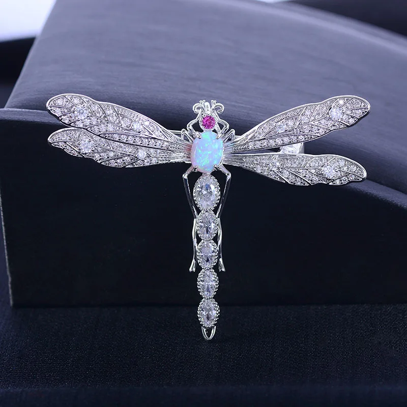 Красный ёлки бренд с большой металлической стрекоза брошь на шпильке для женщин
