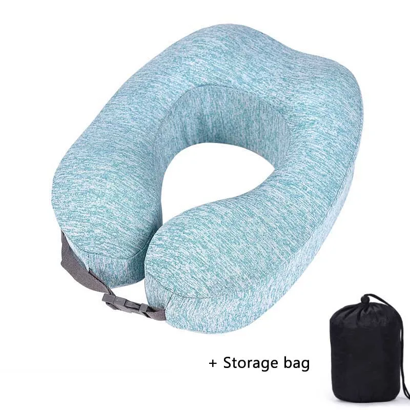 green bag U-образная подушка для поддержки шеи с эффектом памяти, подушка для путешествий, самолет, подголовник для сна, офисные подушки для отдыха - Цвет: green bag