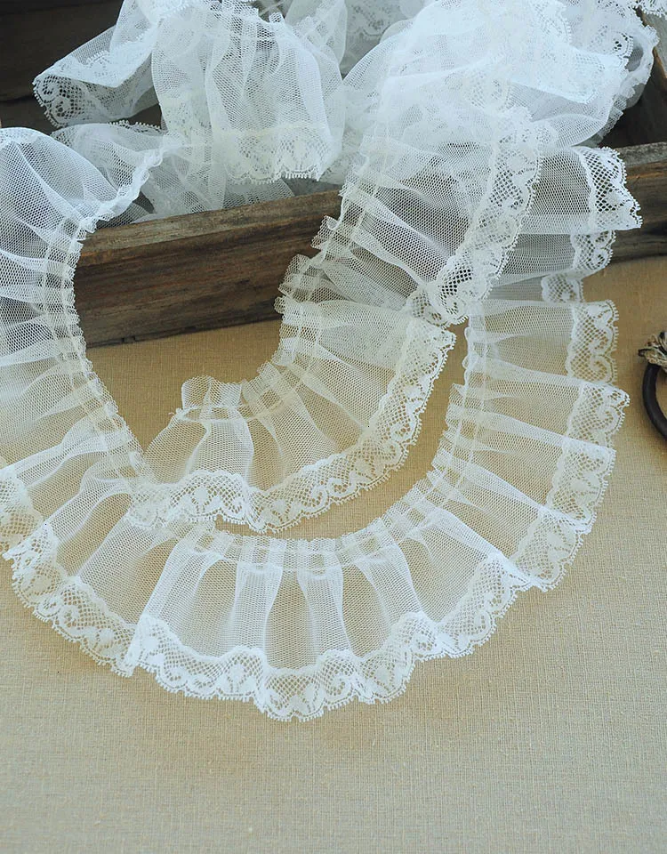 Роскошное белое Тюлевое 3d Плиссированное кружевное платье шириной 6 см вышитая