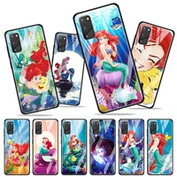mermaid disney princess cute for samsung galaxy s20 fe ultra note 20 s10 lite s9 s8 plus luxury tempered glass phone case cover