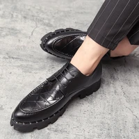 oxford designer mens shoes leather stitching fashion black luxurious casual british style male shoe high quality