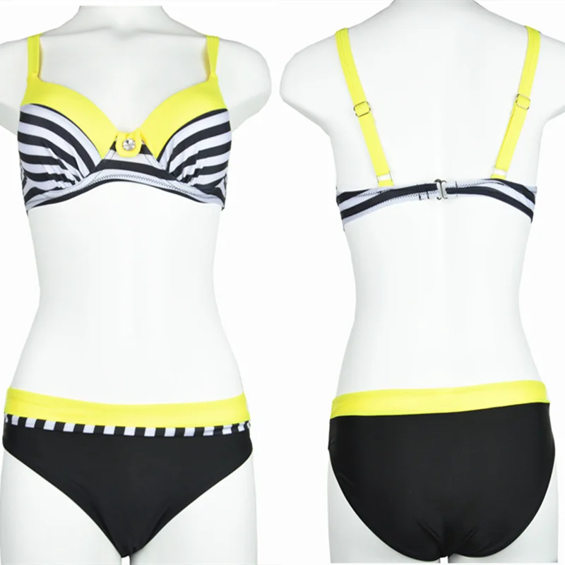 

TITAME Women Bikini Sexy Push Up Women Swimsuit Striped Patchwork Plus Size Swimwear Female Bandage Biquini Bathing Suit Women