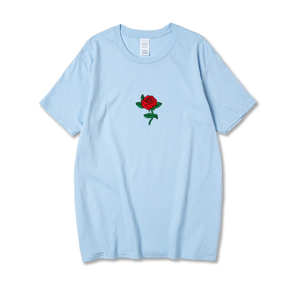 

Zomer Losse Rose Print Mannen T-shirt Casual Losse T-shirt Korte Mouw T-shirt Man Tee Shirts