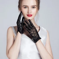 2020 summer women genuine leather gloves ladies elegant gloves womens black driving gloves anti uv touch screen lace mittens