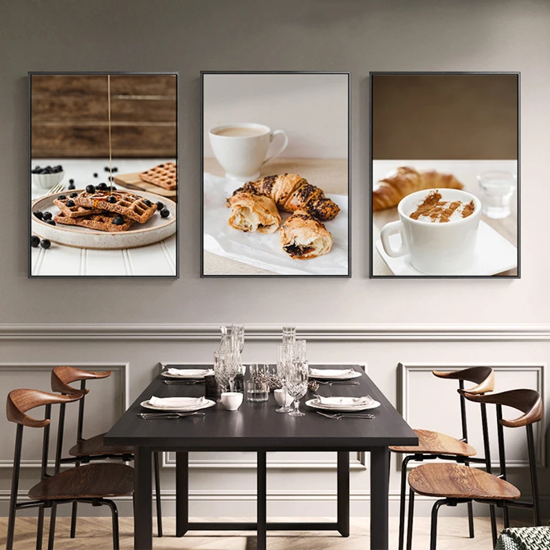 Картина на холсте в скандинавском стиле для хлеба пшеницы завтрака еды украшение