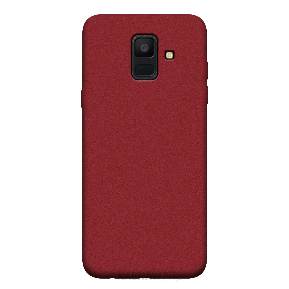 Аккуратный однотонный чехол для телефона samsung Galaxy A6 A6+ A7 A8 Plus A9 A3 A5 матовый Силиконовый Мягкий защитный чехол - Цвет: Wine Red Case