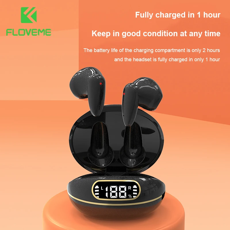

FLOVEME Wireless Headphones Bluetooth5.0 TWS Earbuds Stereo Sound Sports Waterproof Headphone Touch Control HiFi Music Headset