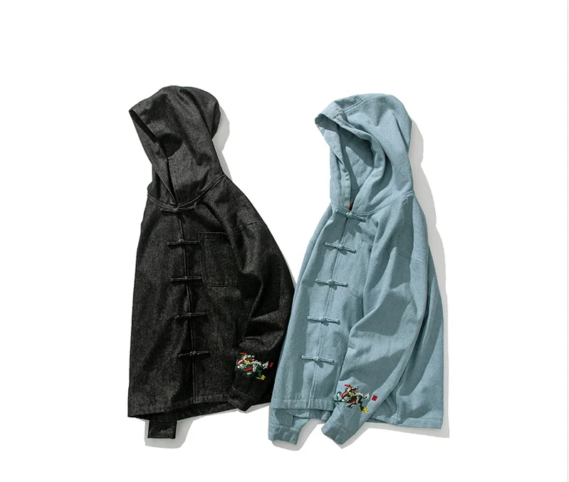 

Men's Oversized Jackets Japanese Streetwear Men Casual Loose Denim Embroidery Coats 2021 Autumn New Men's Jackets