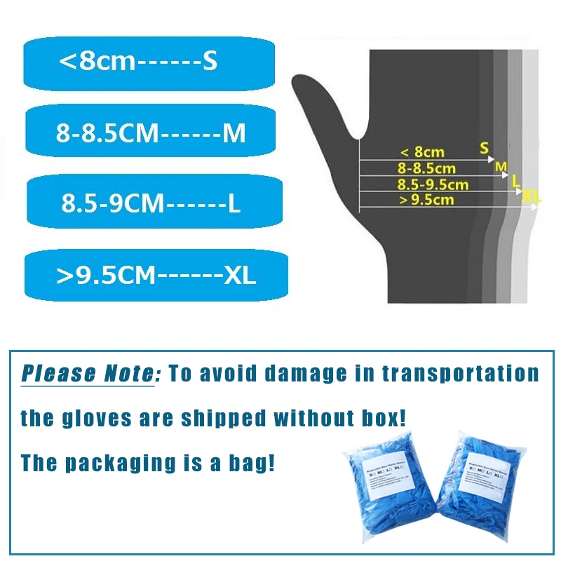 100 шт одноразовые нитриловые перчатки для экзамена еды кухни Очистка Дома