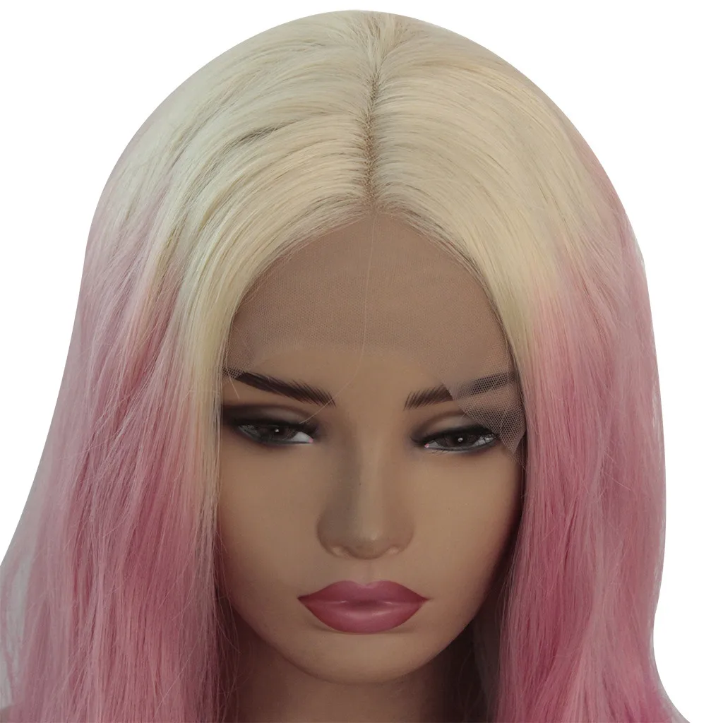 

DAIGELO Reusable Women's Wigs Ladies Fake Hair Natural Curly Lace Front Synthetic Wig Women Mix Colors Pink Long Straight Wigs