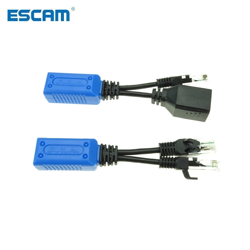 

ESCAM 2pcs/1pair RJ45 splitter combiner uPOE cable kit POE Adapter Cable Connectors Passive Power Cable