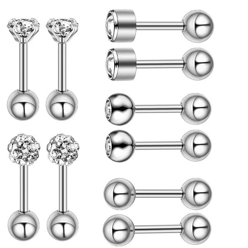 10 шт./компл. серьги-шарики сверкающие Кристальные пирсинг для хряща уха ювелирные