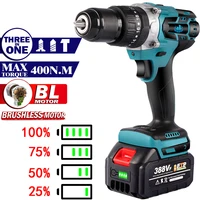 18v brushless electric impact drill 13mm cordless electric hammer drill 3 in 1 electric screw driver power tool for makita 18v b