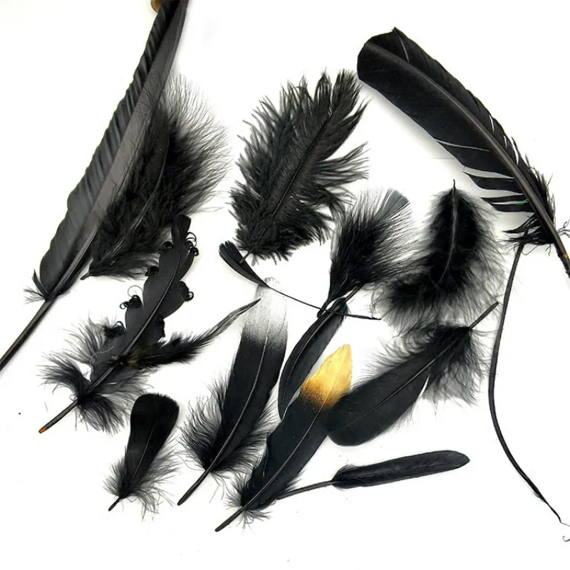 50 шт./лот черные петушиные гусиные фазаньи перья для рукоделия окрашенные