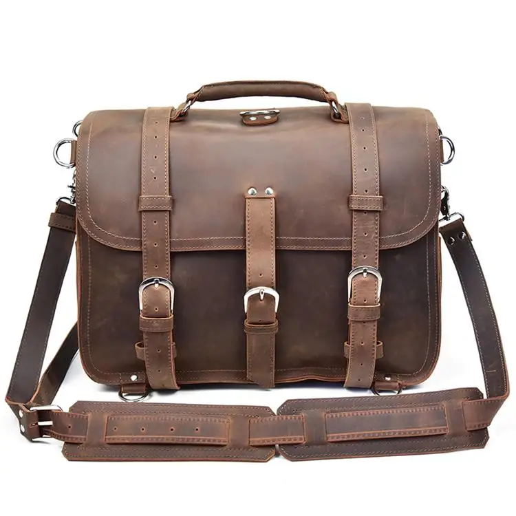 light brown 2 Мужская сумка из натуральной кожи, винтажная, Crazy Horse, кожаная сумка-мессенджер, 15,6 дюймов, портфель для ноутбука, многофункциональные сумки на плечо для путешествий - Цвет: light brown 2