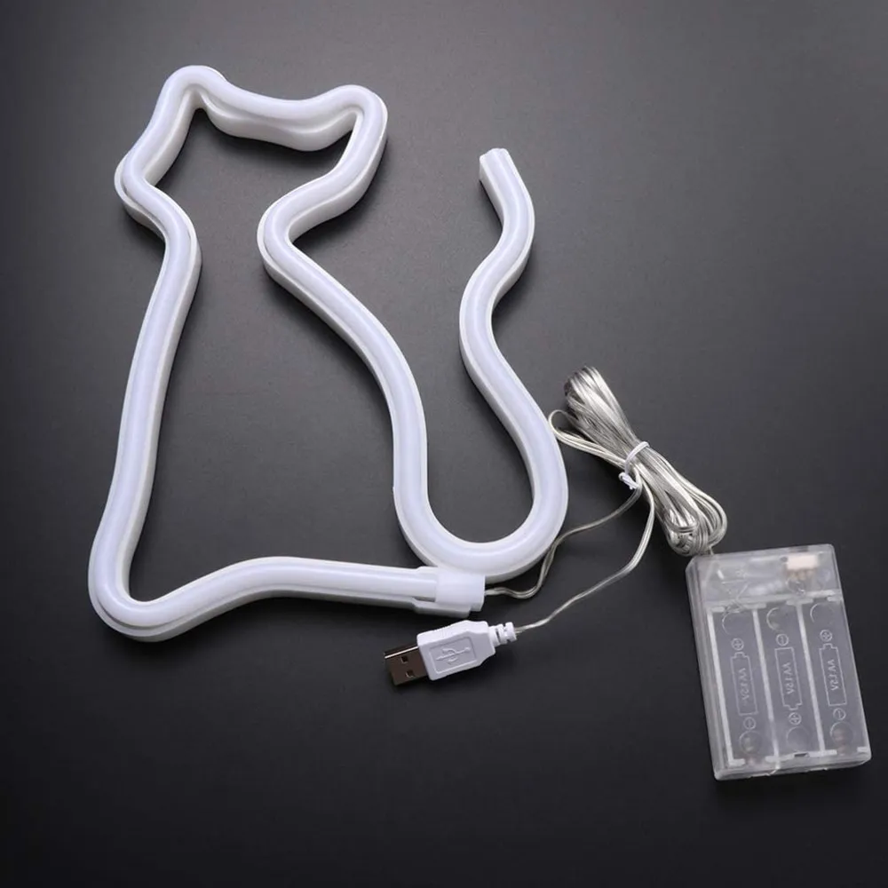 Светодиодный неоновый светильник с теплым белым котом праздничный и вечерние