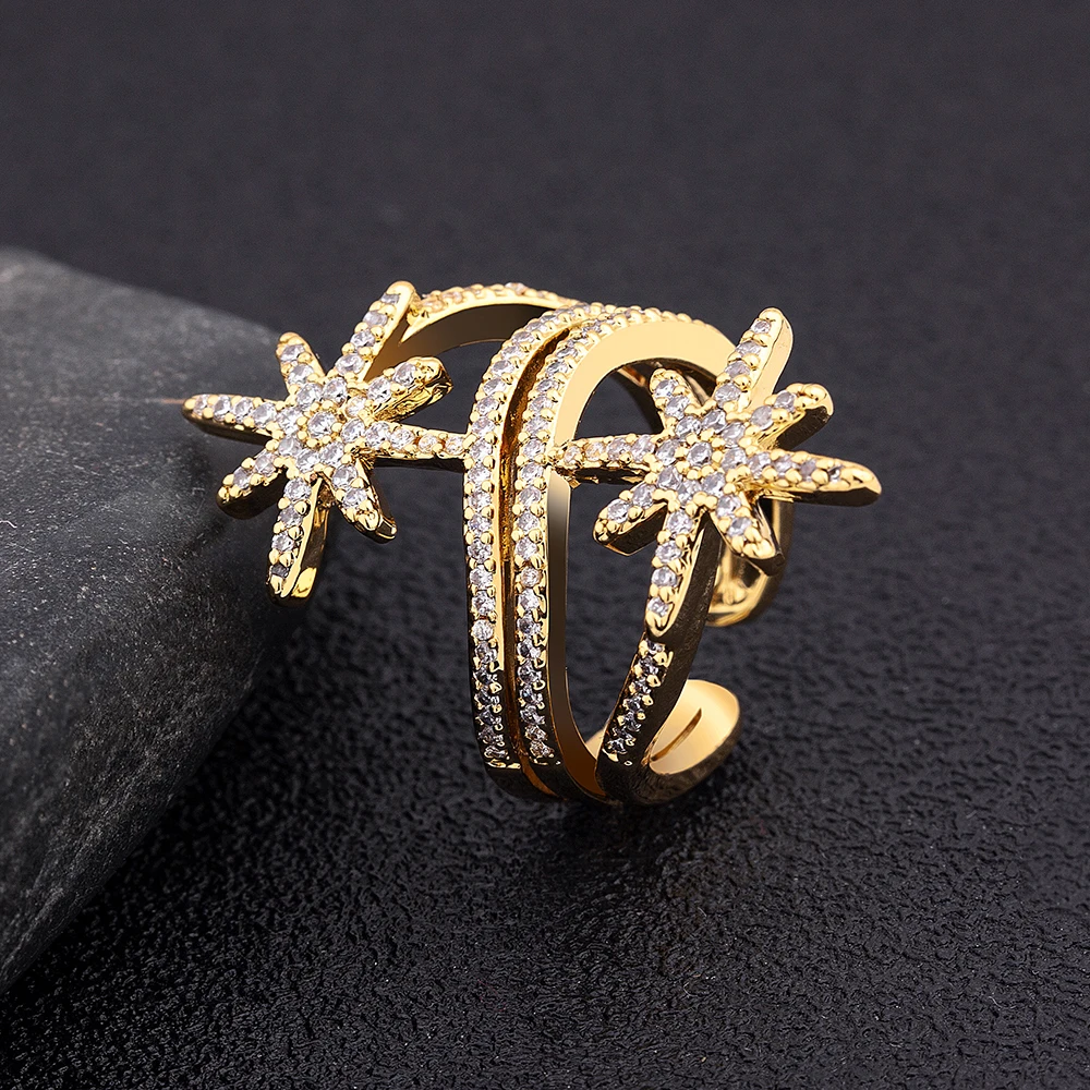 Новые модные женские милые обручальные кольца из меди и циркона регулируемого