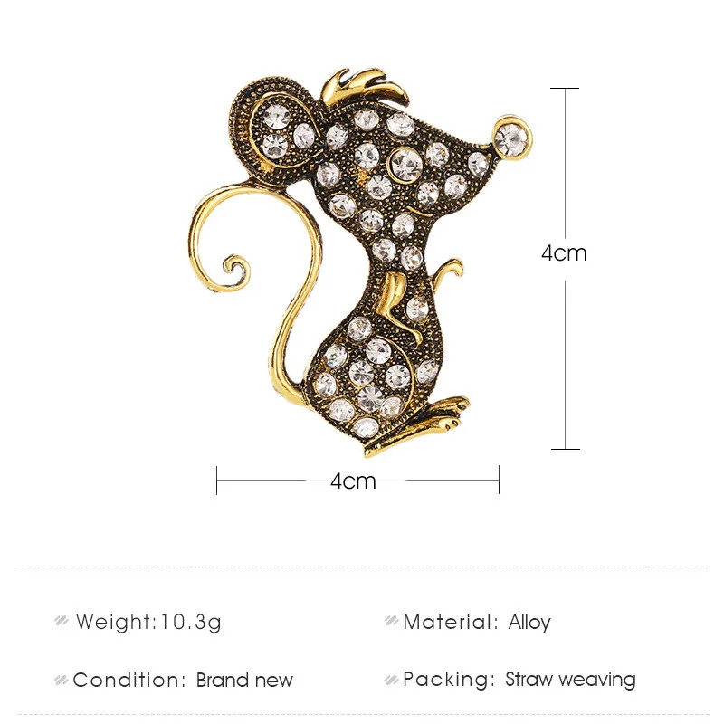 8 сезонов Новая Модная креативная Винтажная брошь в виде мыши индивидуальная