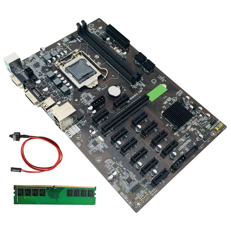 Материнская плата для майнинга B250 BTC с DDR4 4G 2666 МГц ОЗУ + кабель переключения LGA 1151 12