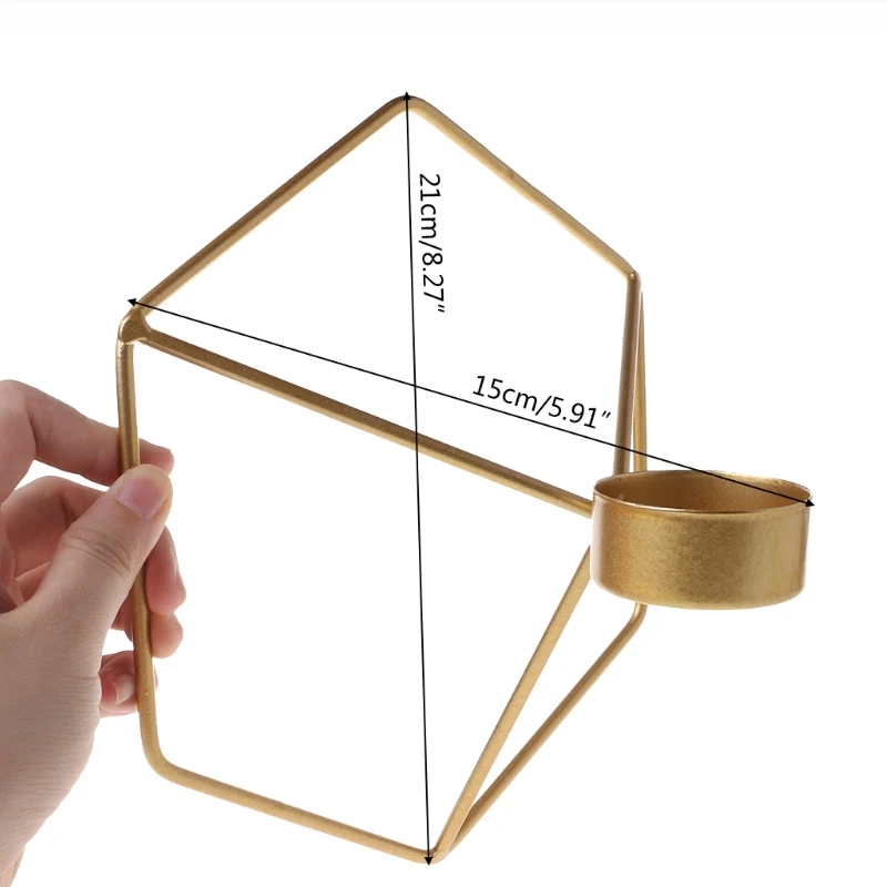 Металлические геометрические подсвечники шестиугольной формы для свечей, крепление на стену, черный и золотой цвета, трехмерная подвесная подсвечник для декорирования ресторанов.