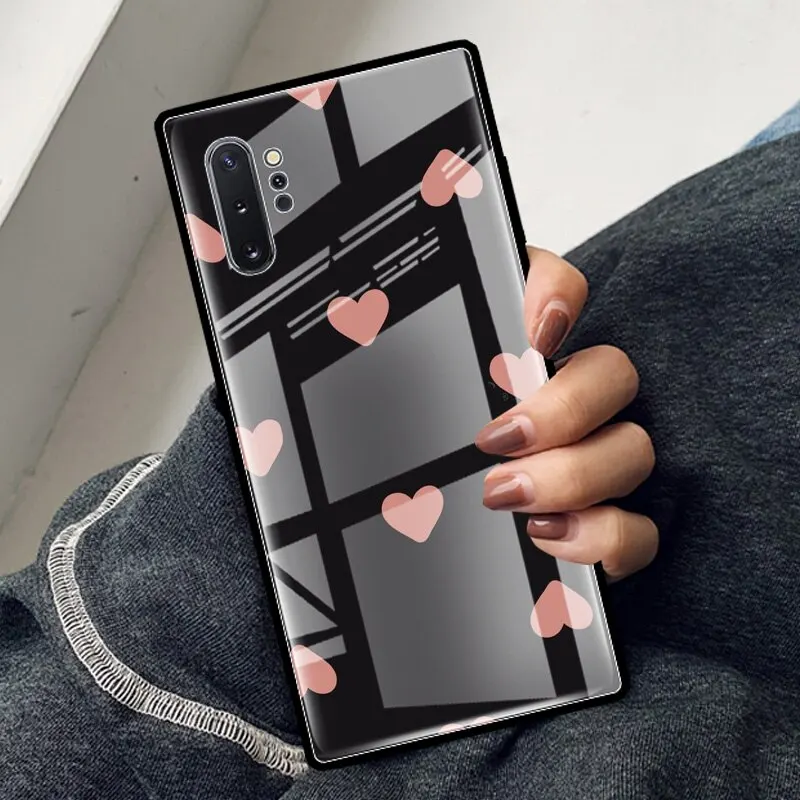 Glass Case For Samsung Galaxy S20 FE S10 S9 S8 Plus Note 20 Ultra 10 Lite 9 8 Tempered Mobile Phone Cover Capas Love The Heart