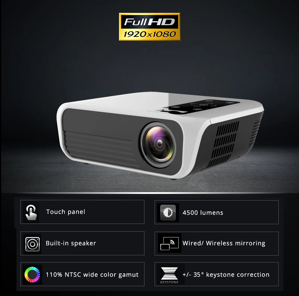 Touyinger L7 светодиодный нативный 1080P проектор 4500 люмен full HD мультимедийный проектор Видео Android 7,1 wifi AC3 Bluetooth Домашний кинотеатр HDMI
