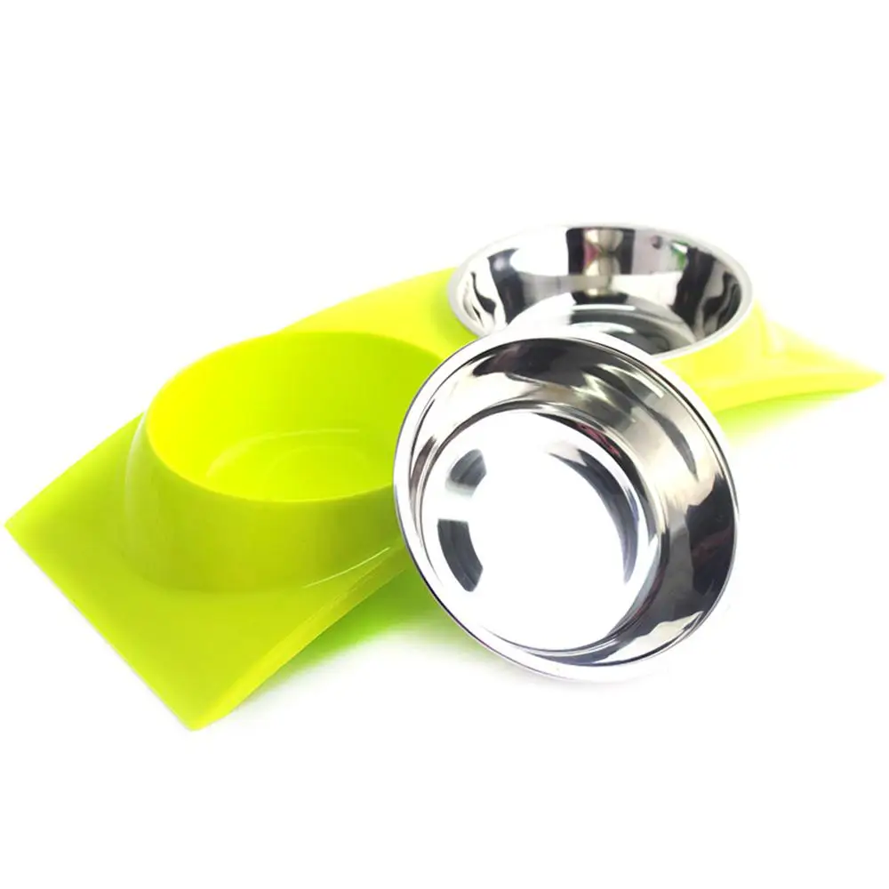 Миски из нержавеющей стали с двойной собачкой и кошкой всплеск корм для домашних