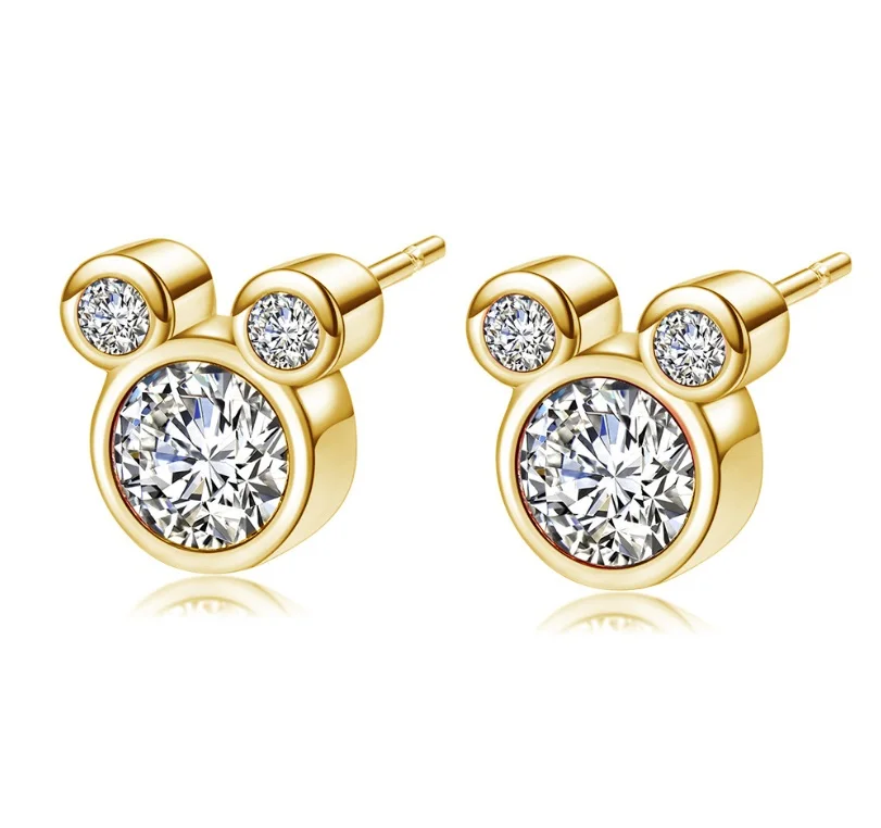 925 earrings Yiustar Грация серьги «Микки Маус» крошечные Микки серьги для женщин девочек детей детские серьги-гвоздики мини мультфильм Ювелирные изделия Подарки - Metal Color: 925 earrings
