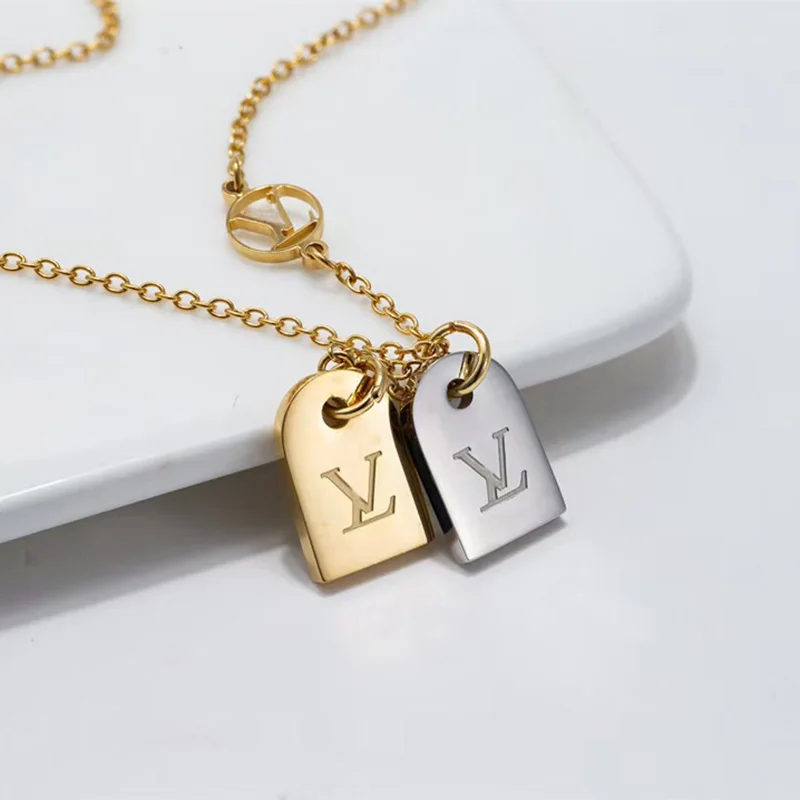 

L necklace couple romantic men and women double tag pendant charm decoration, high-quality luxury jewelry 1:1 gift