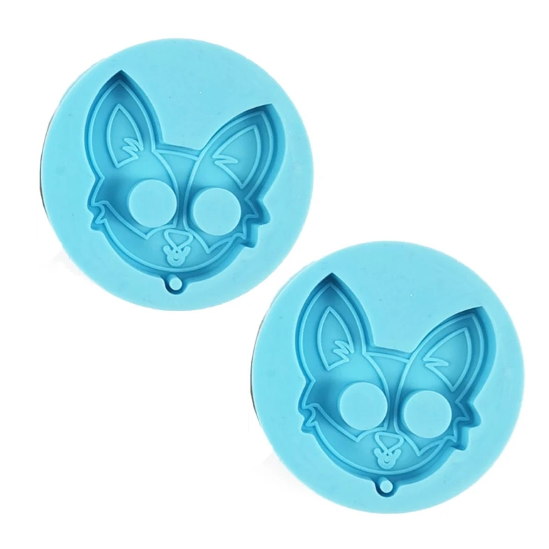 

L5YA 2Pc DIY Rabbit Keychain Pendant Resin Mold Cartoon Rabbit Keychain Casting Mold