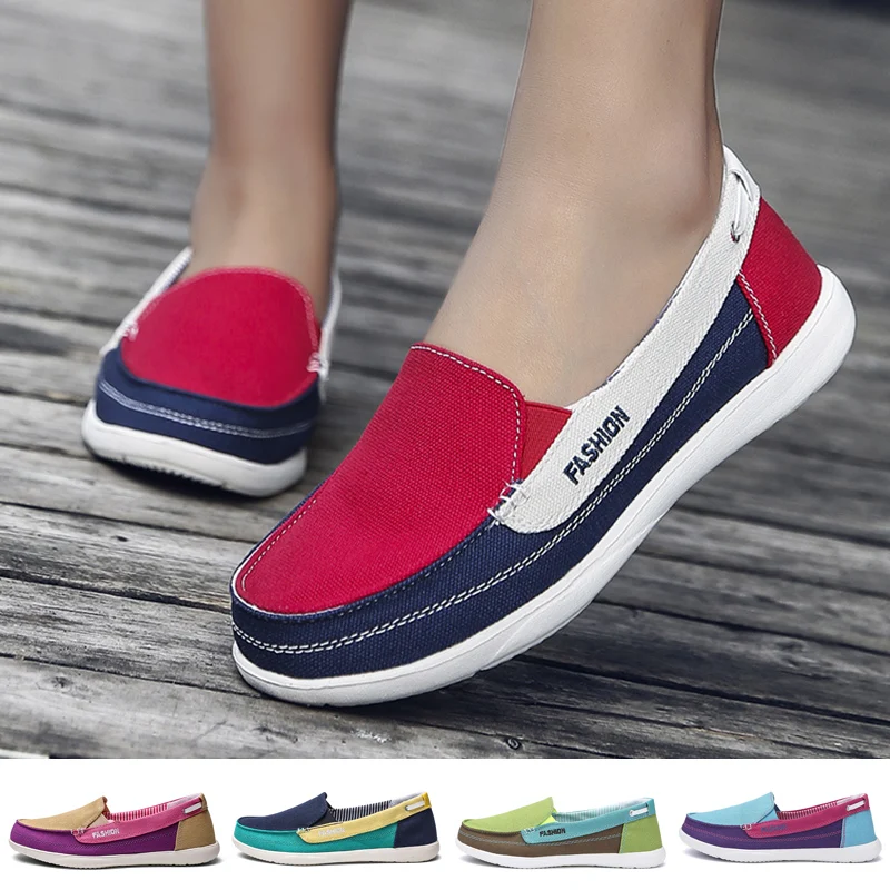 

Fashion Ladies Casual Canvas Shoes Spring Summer Women Flat Shoes Canvas Women's Shoes One-foot Flat Shoes Four Seasons Cozy