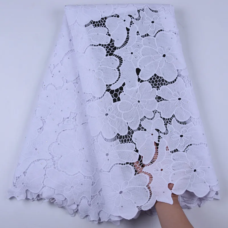 

African Cord Lace High Quality French Lace Fabric white Embroidery African stone Lace Fabric For Nigerian the top Wedding dress